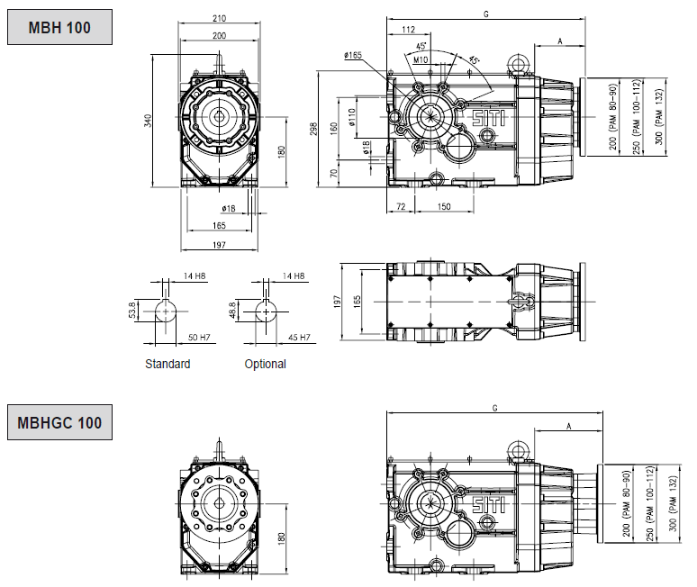 Габаритно-присоединительные размеры MBH 100