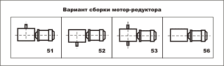 Варианты сборки редукторов и расположения червячной пары